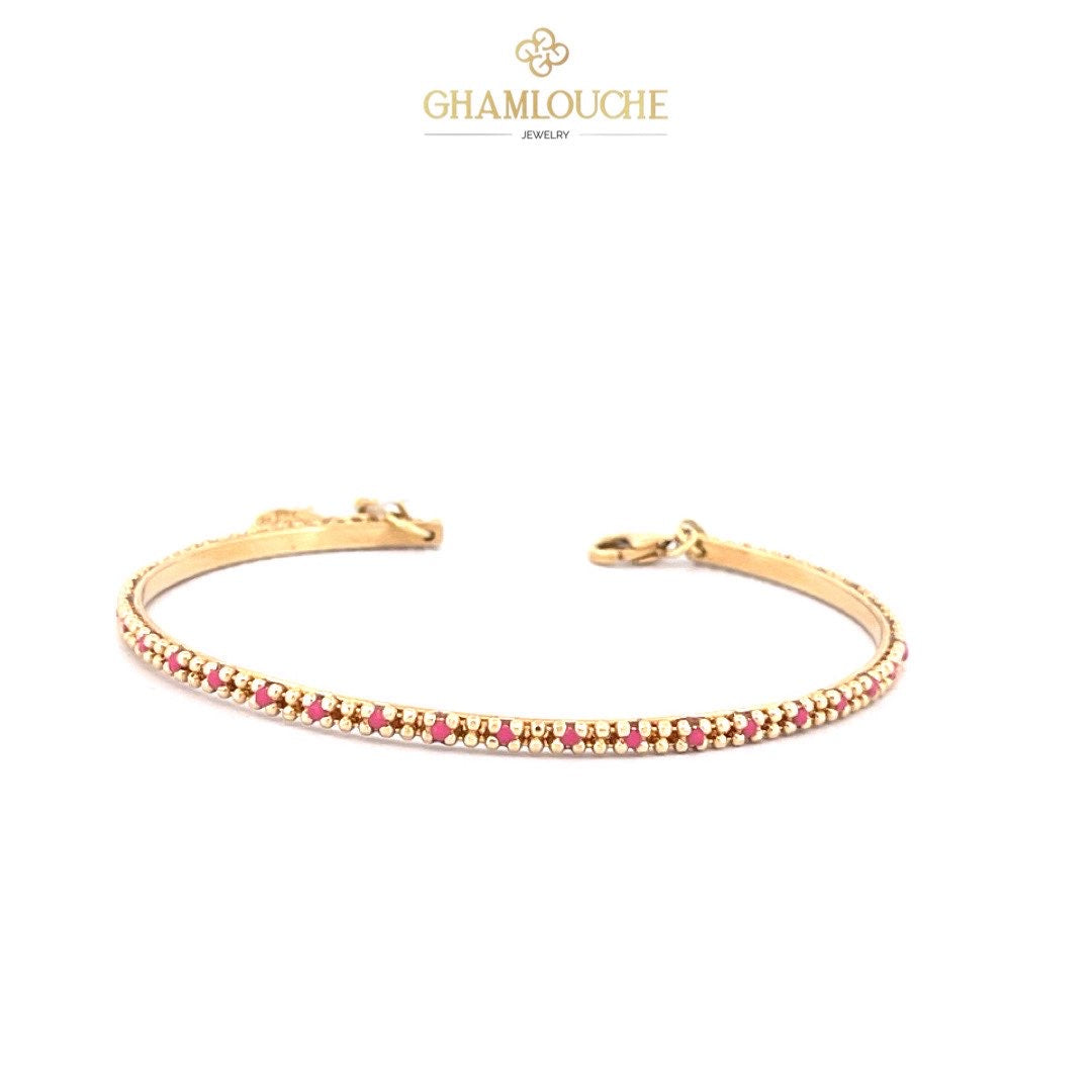 18K Gold Bangle with Stones