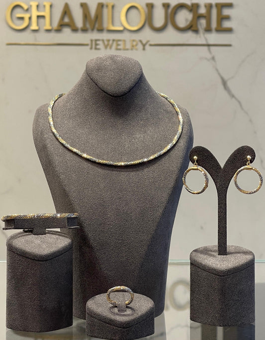 18K Italian Yellow and Black Gold Set