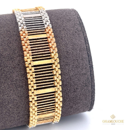18K Yellow , White and Rose Gold Bracelet