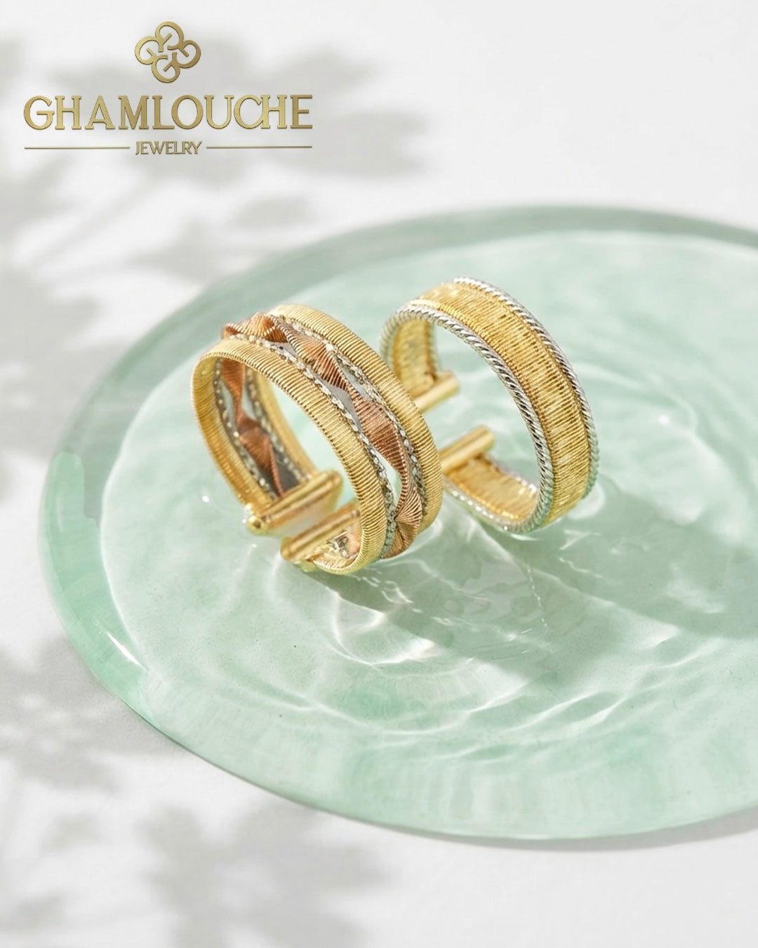 18K Italian Yellow and White Gold Ring