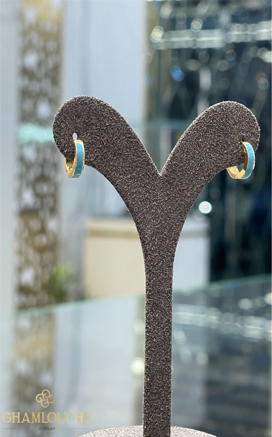 18K Gold Hoop Earrings with Enamel