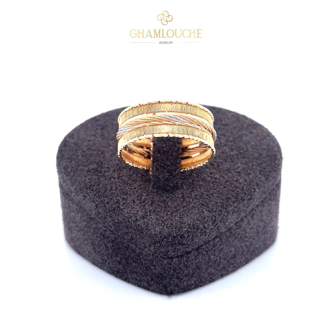 18K Italian Yellow, White and Rose Gold Ring