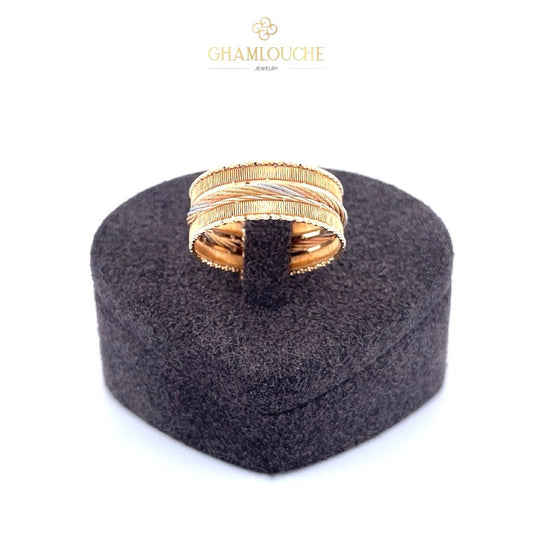 18K Italian Yellow, White and Rose Gold Ring