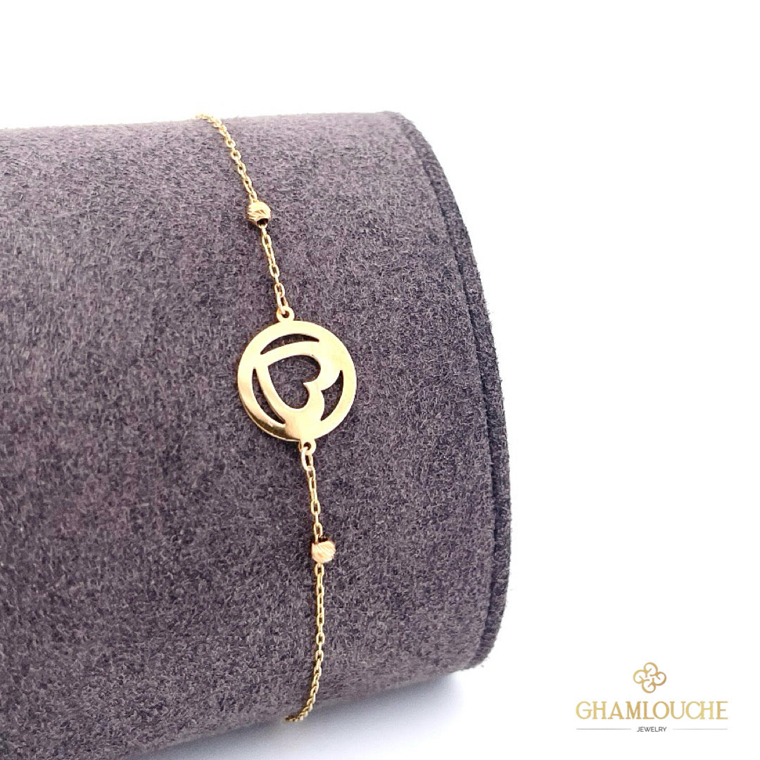 18K Gold Heart Simple Bracelet
