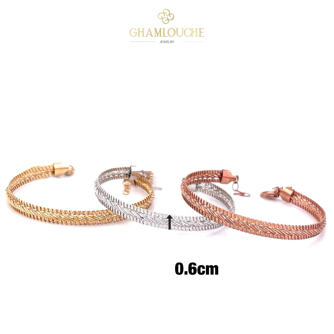 18K Italian Yellow , White and Rose Gold Bangles