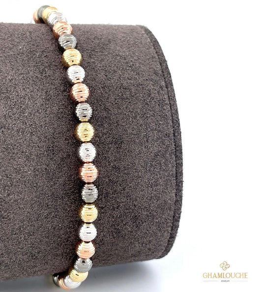 18K Italian Yellow , White, Rose and Black gold bracelet