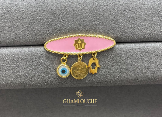 18K Gold الله and Multi-Shape Kid’s Girl Pin with Enamel