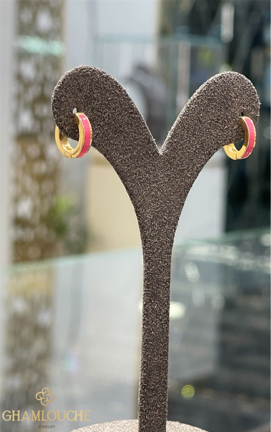 18K Gold Hoop Earrings with Enamel