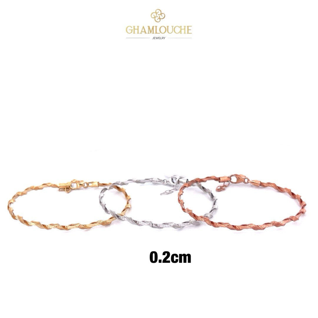 18K Italian Yellow , White and Rose Gold Bangles