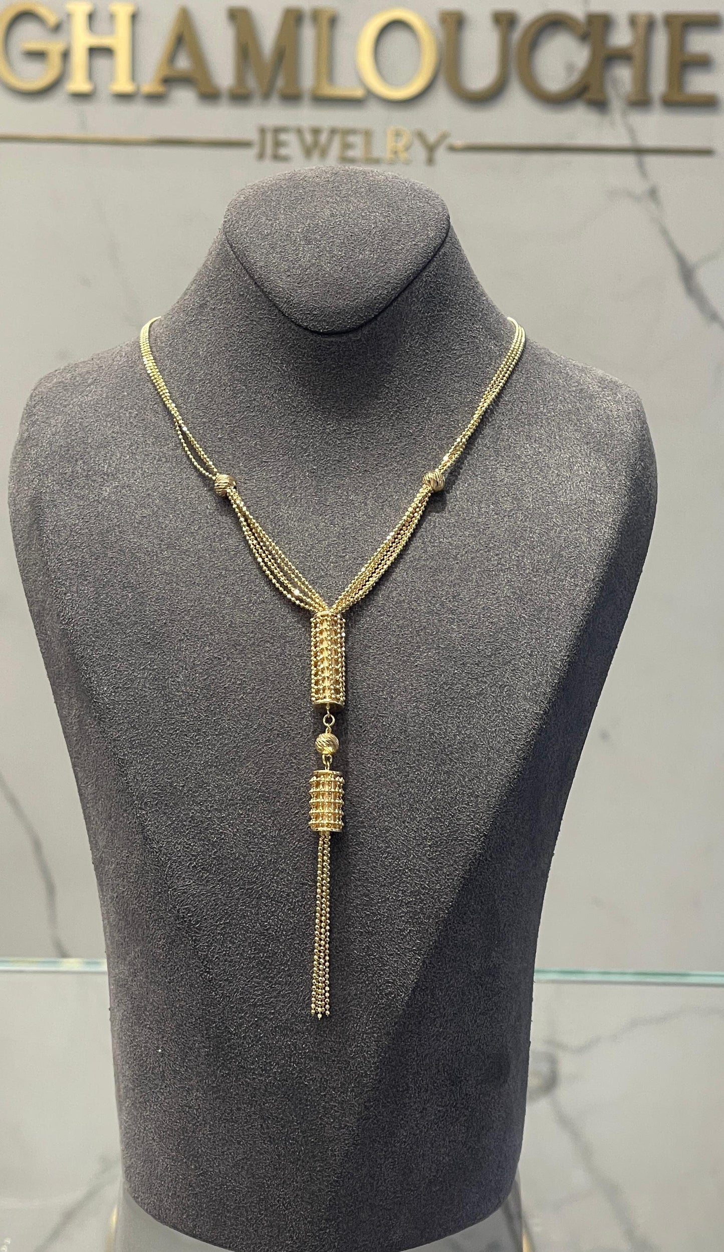 18K Gold Modern Tassel Necklace