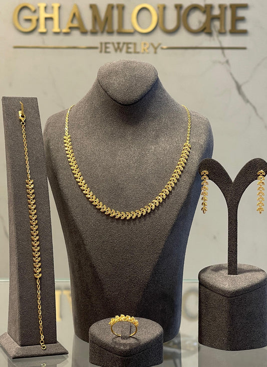 21K Gold Simple Wheat Motif Set