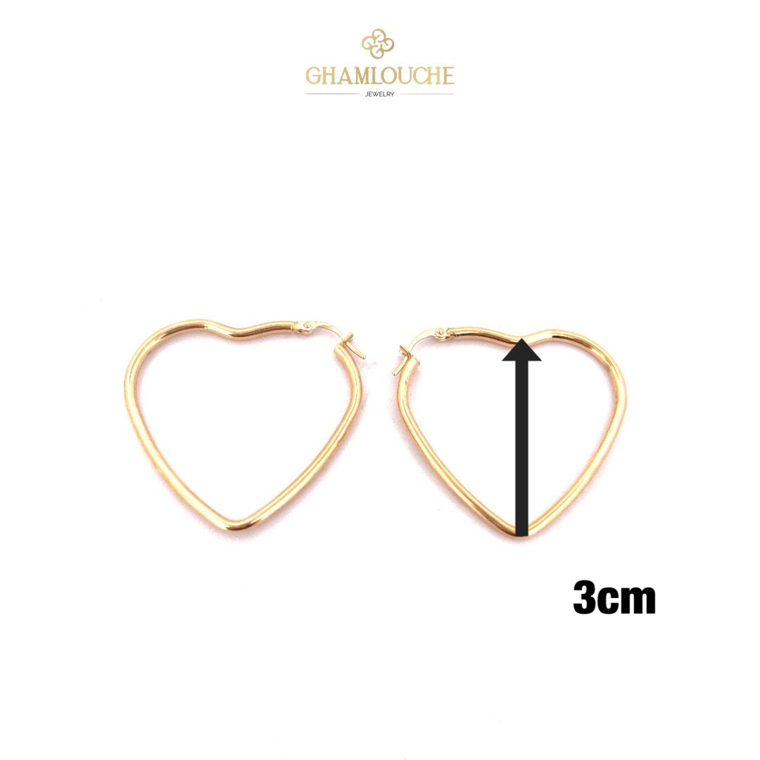 18K Gold Heart Hoop Earrings