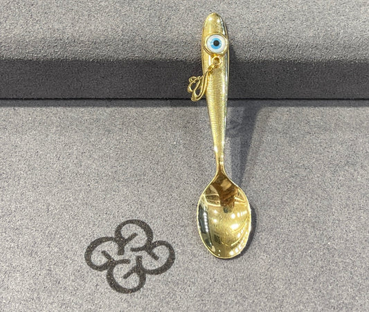 18K Gold Evil Eye Kid’s Spoon with Enamel