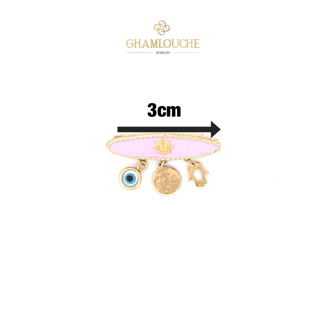 18K Gold الله and Multi-Shape Kid’s Girl Pin with Enamel