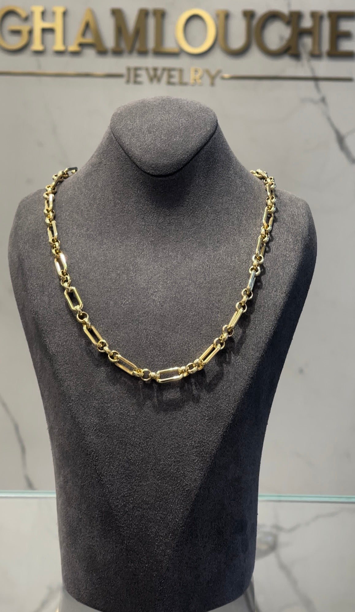 18K Gold Modern Link Necklace