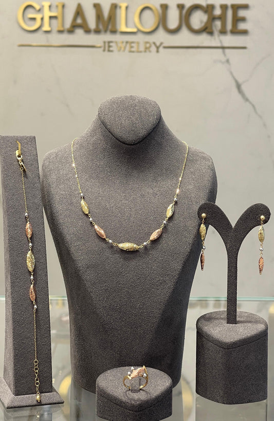 18K Italian Yellow , White and Rose Gold Set