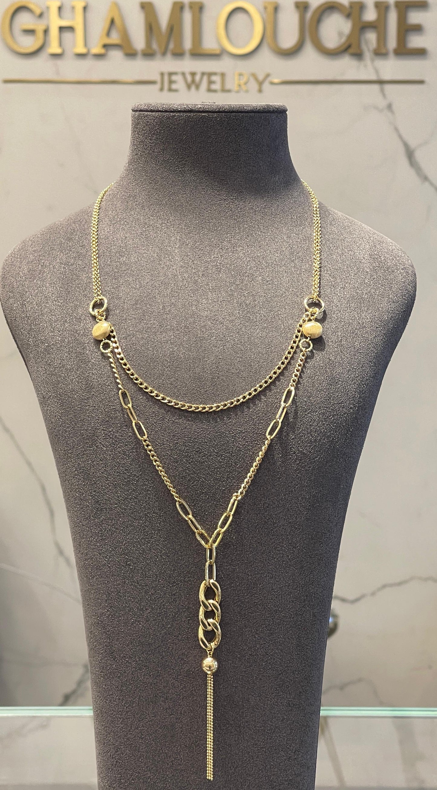 18K Gold Layered Tassel Necklace