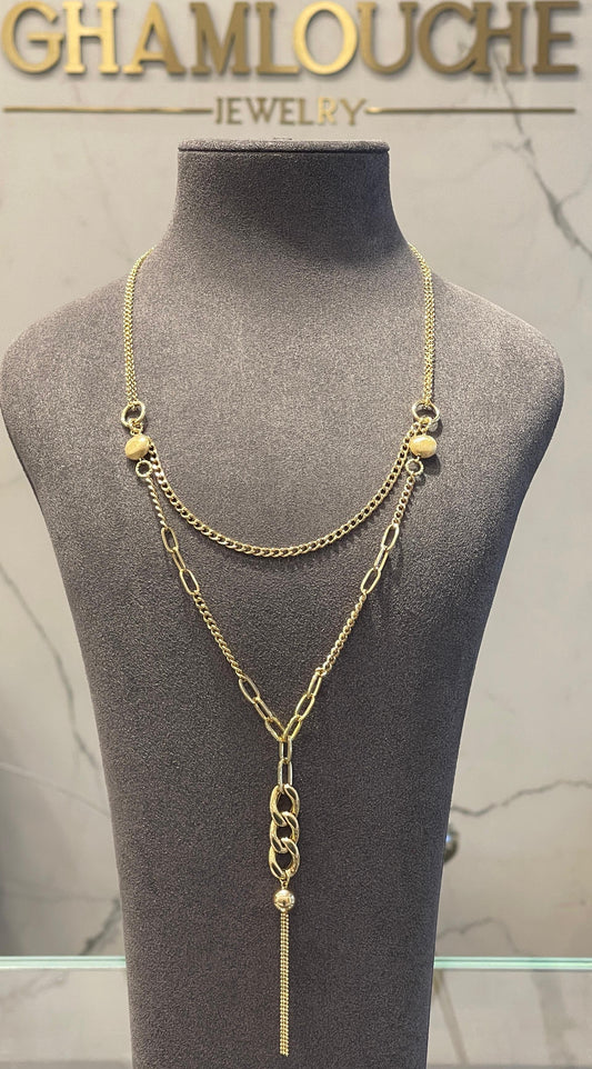 18K Gold Layered Tassel Necklace