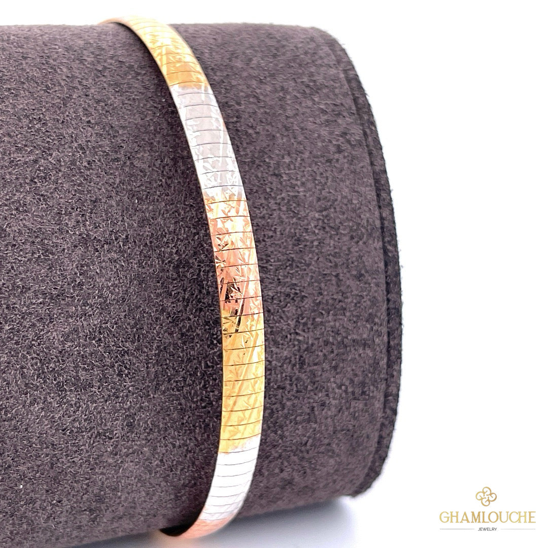 18K Italian Double Sided Yellow,  White and Rose Gold Bracelet