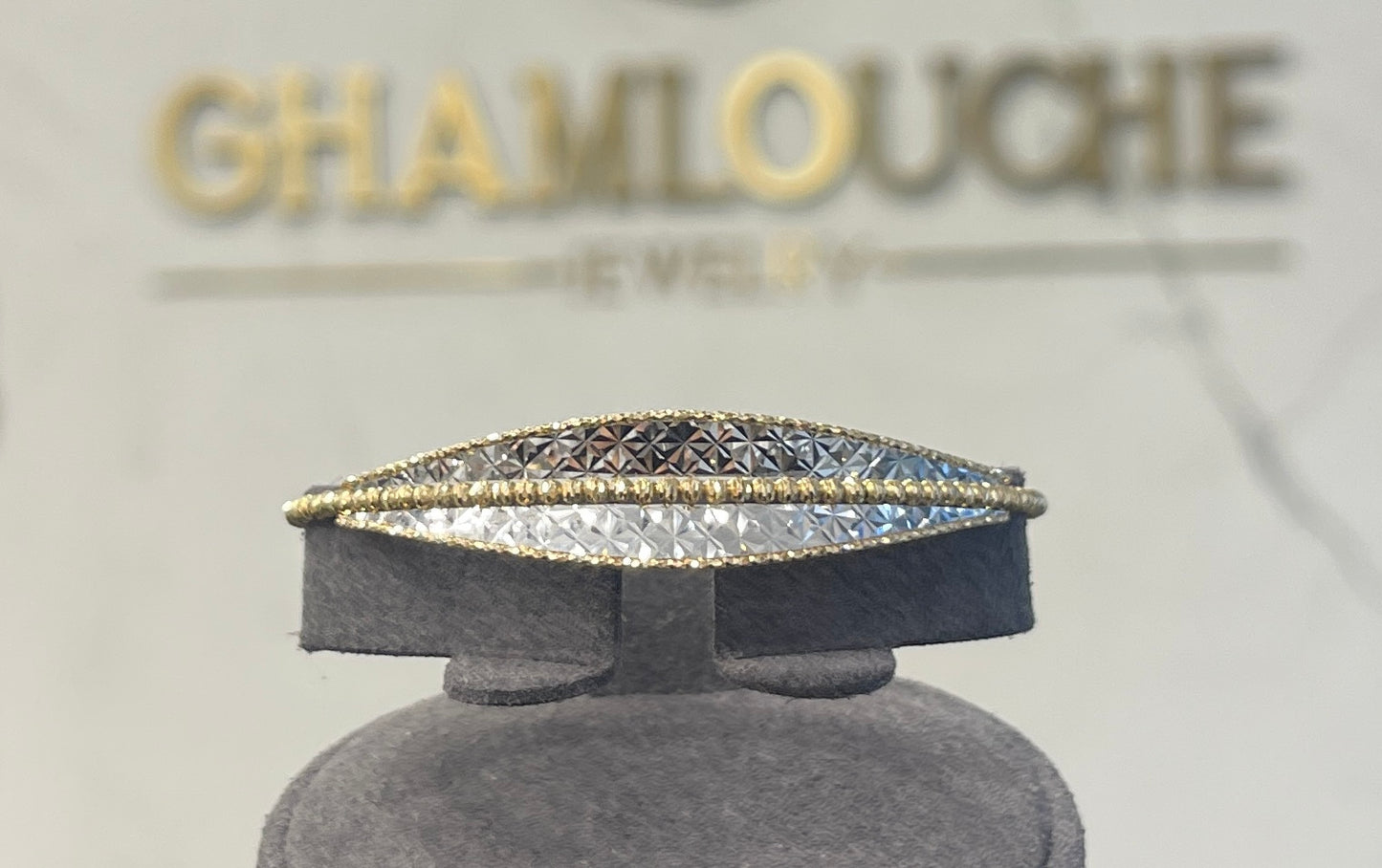 18K Italian Yellow and White Gold Bangle