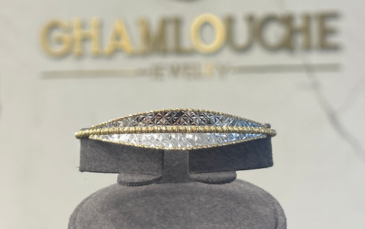 18K Italian Yellow and White Gold Bangle