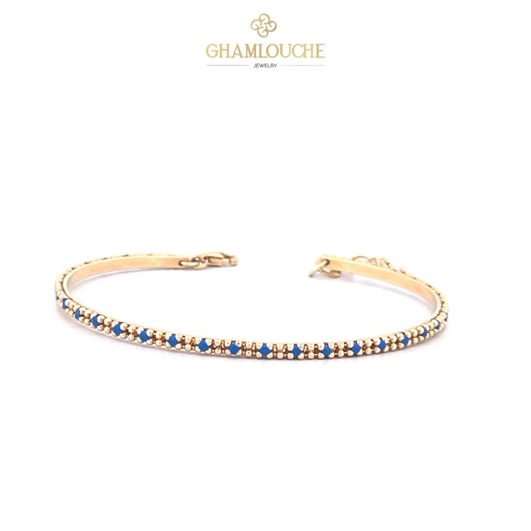 18K Gold Bangle with Stones