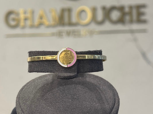 18K Gold آية الكرسي Kid’s Girl Bangle with Enamel