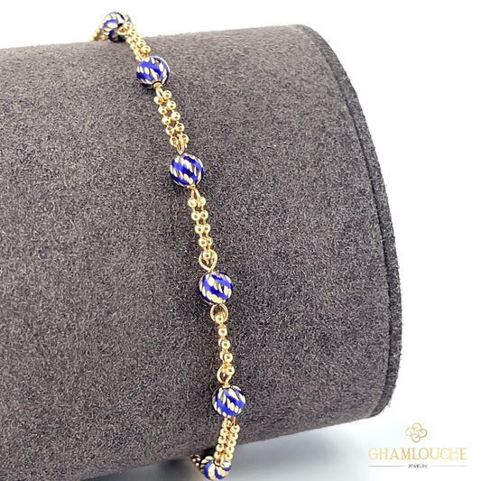 18K Italian Gold Modern Bracelet with Enamel