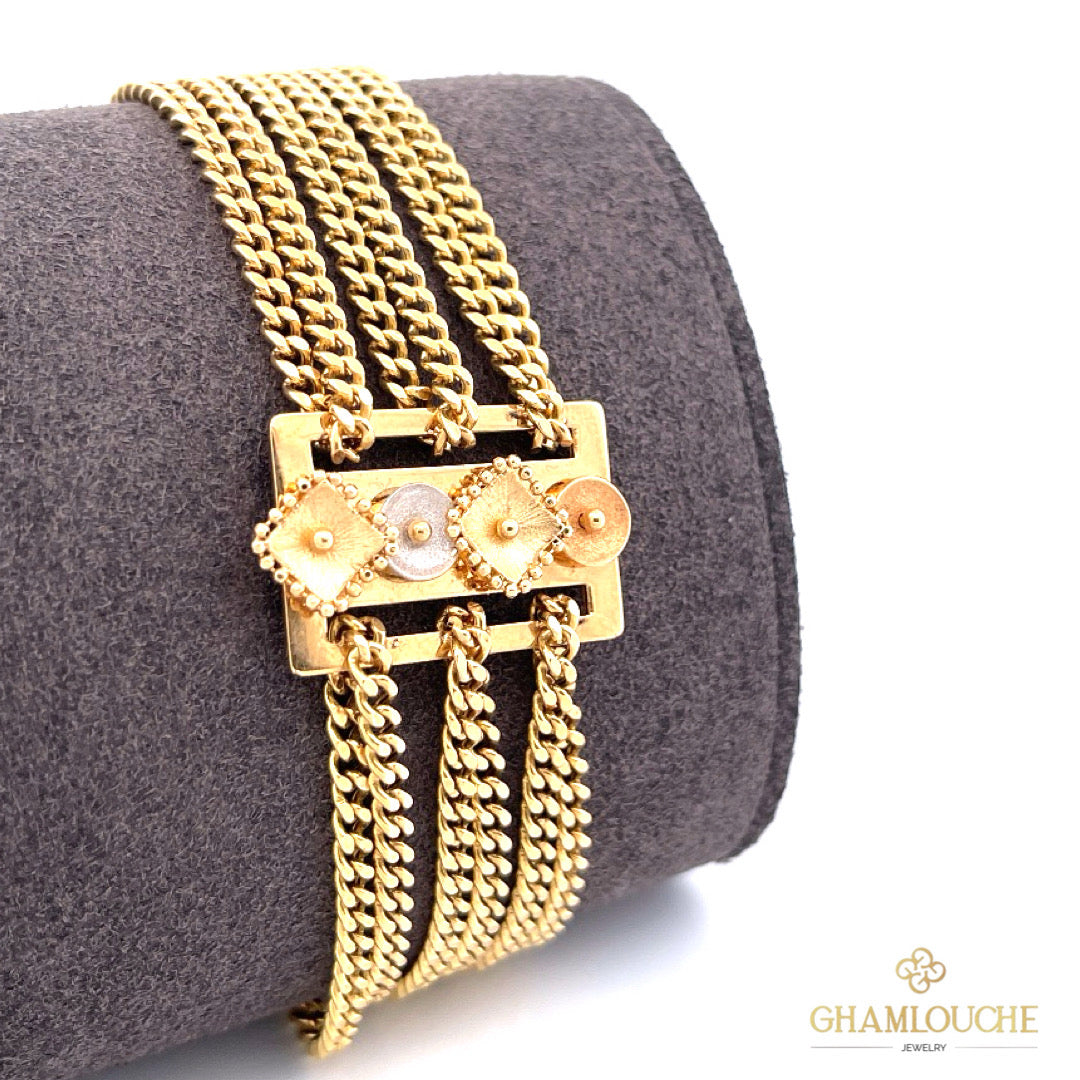 18K Yellow , White and Rose Gold Bracelet