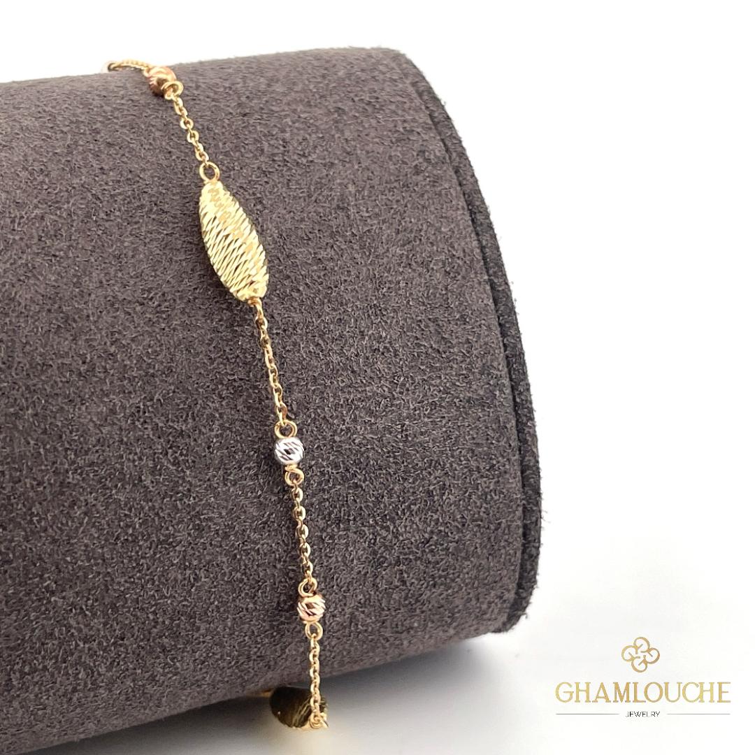 18K Italian Yellow, White and Rose Gold Bracelet