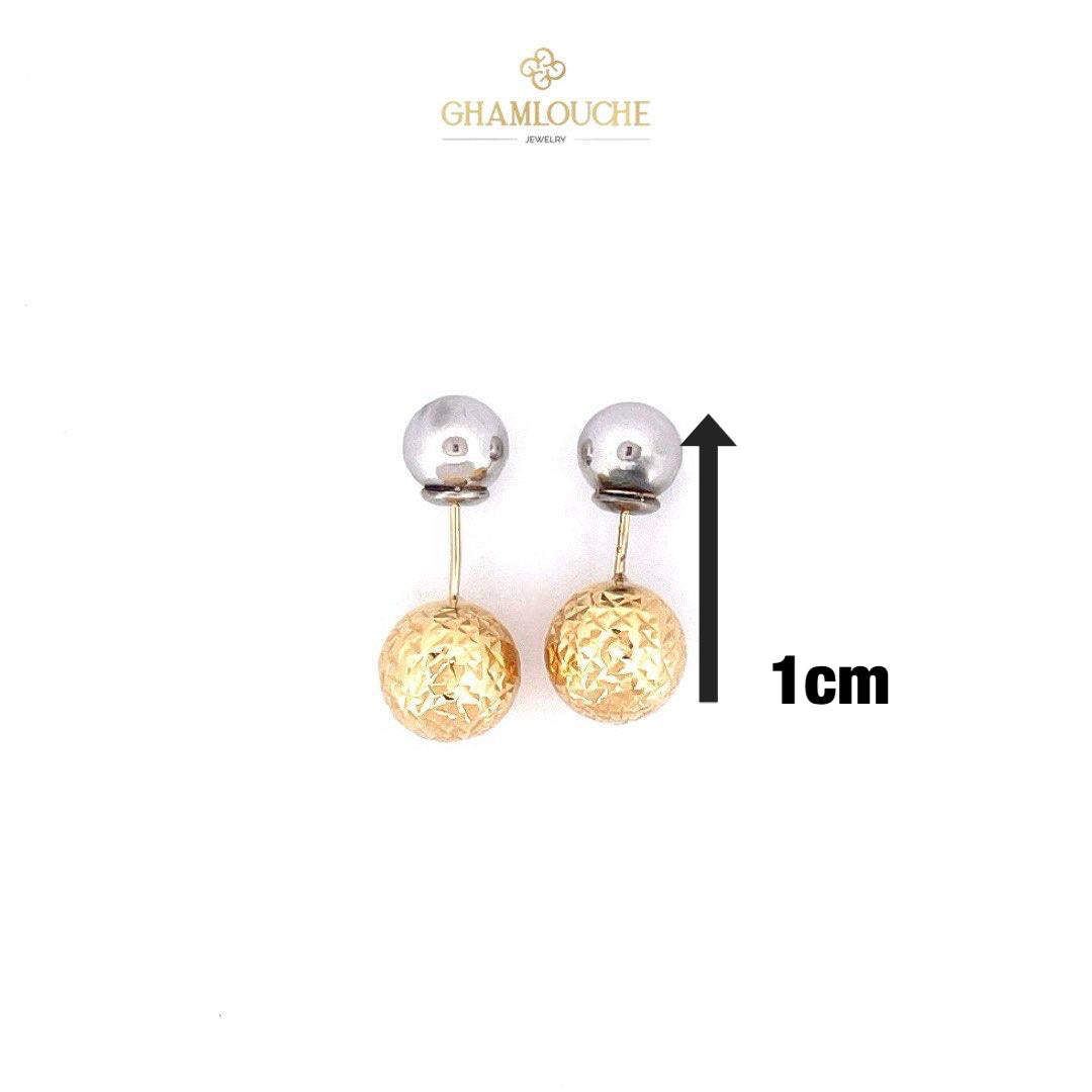 18K Yellow and White Gold Sphere Stud Earrings