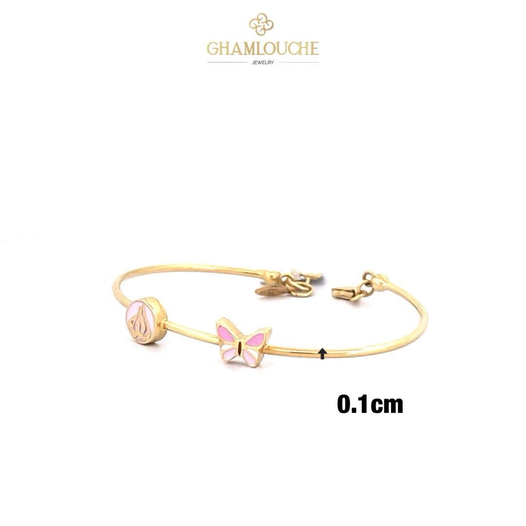 18K Gold الله Kid’s Girl Bangle with Enamel