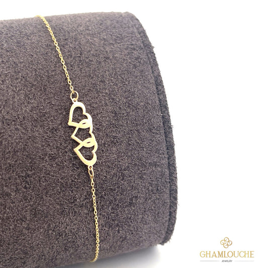 18K Gold Hearts Bracelet
