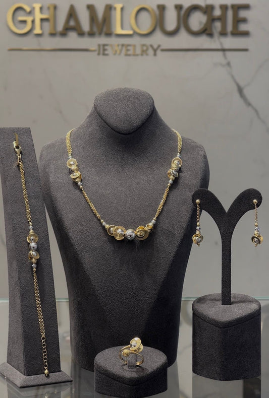 18K Italian Yellow and White Gold Set