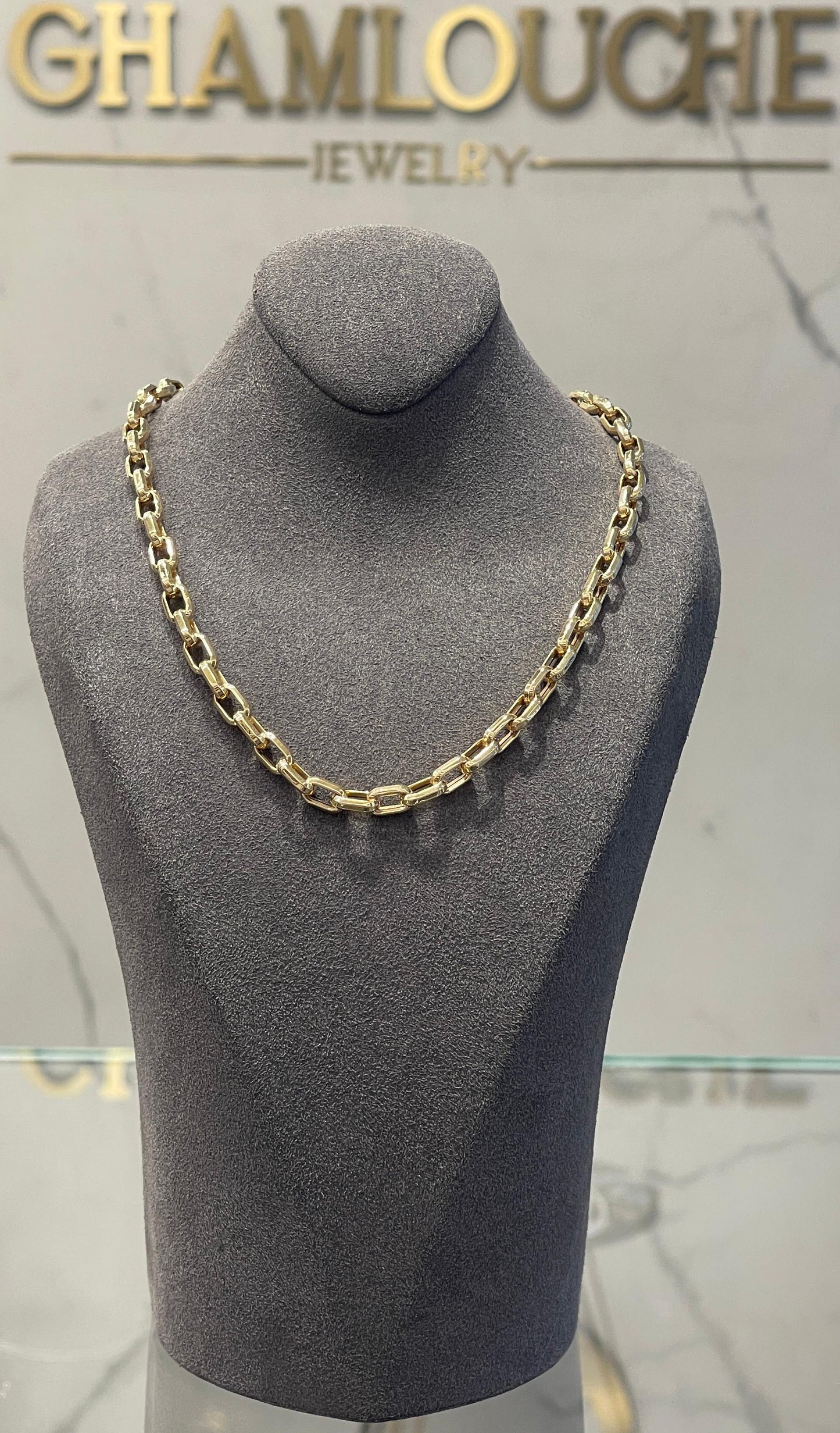 18K Gold Modern Link Necklace