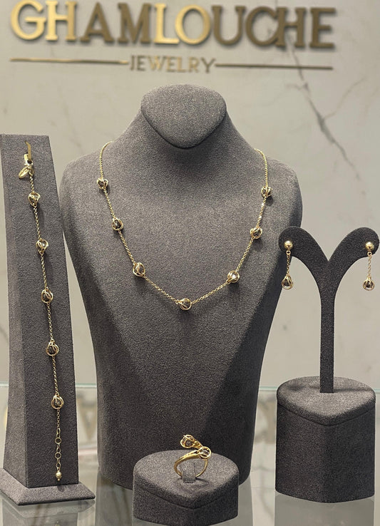 18K Italian Yellow and Black Gold Set
