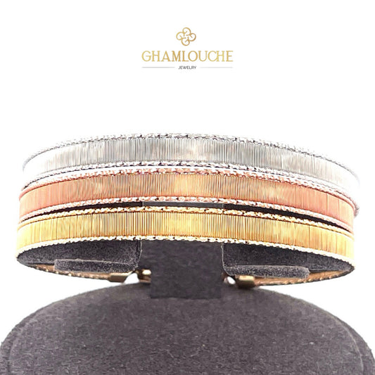 18K Italian Yellow , White and Rose Gold Bangles