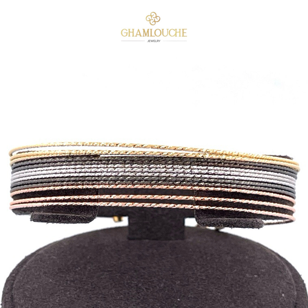 18K Italian Yellow , White , Rose and Black Gold Bangle