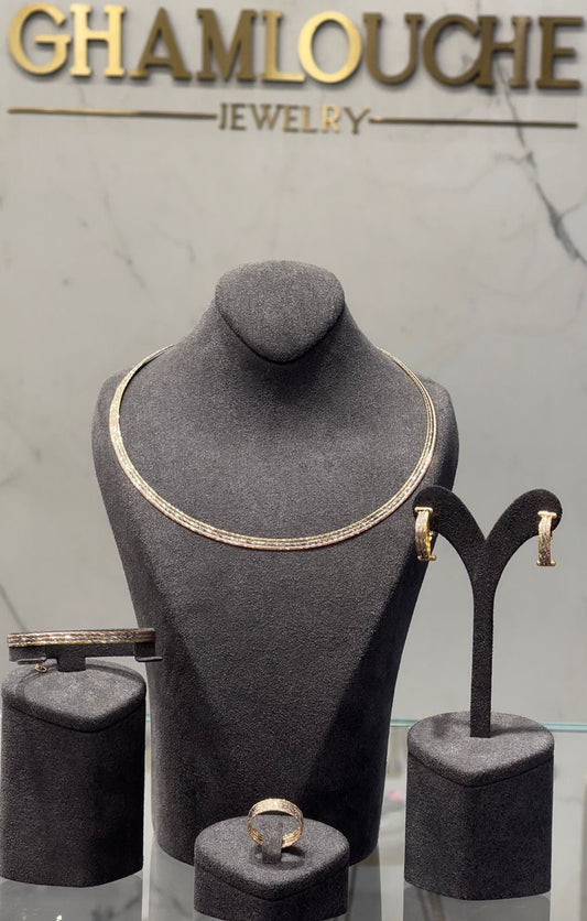 18K Italian Yellow , White and Rose Gold Set