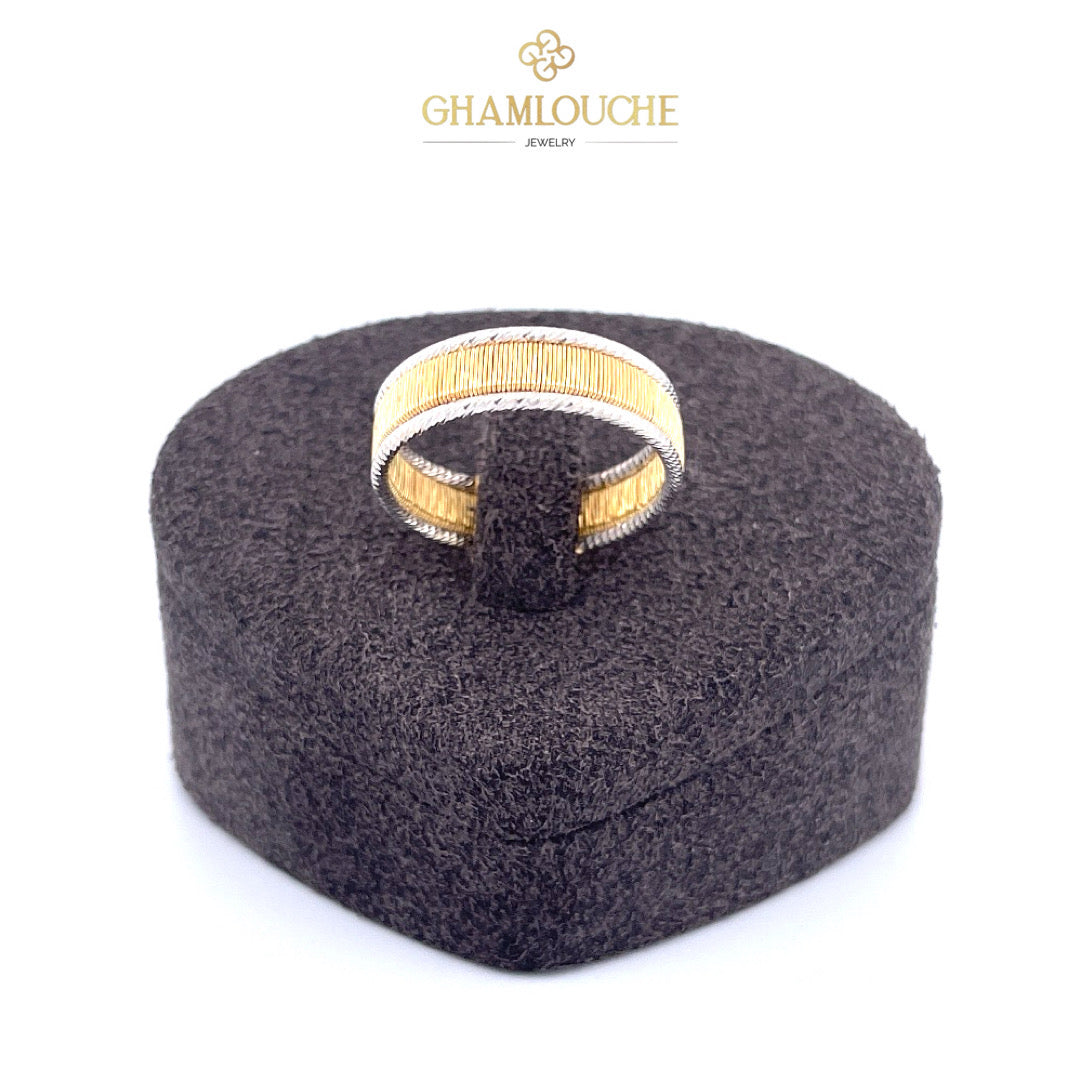 18K Italian Yellow and White Gold Ring