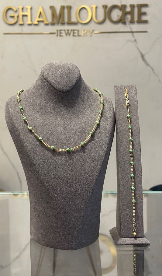 18K Italian Gold Set with Enamel