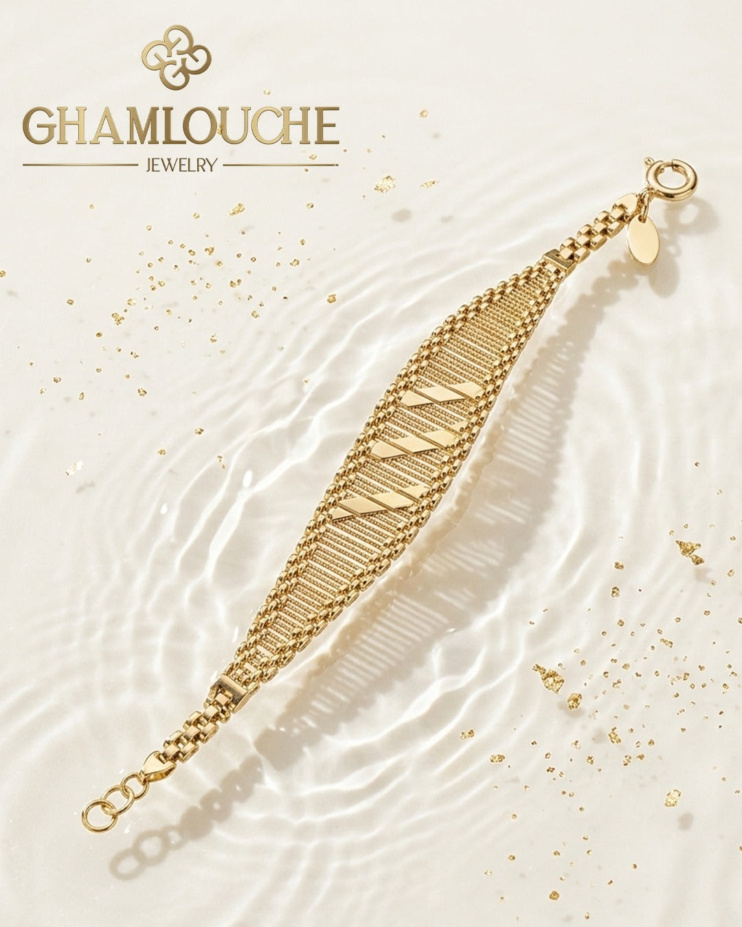 18K Gold Linear Pattern Set