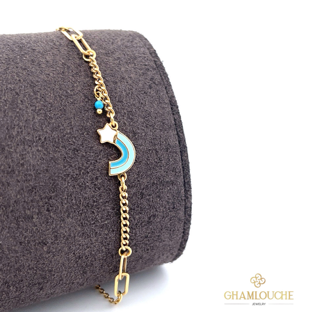 18K Gold Kid’s Rainbow Bracelet with Enamel