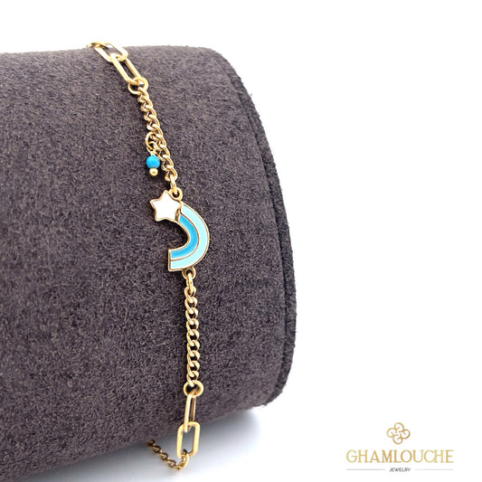 18K Gold Kid’s Rainbow Bracelet with Enamel