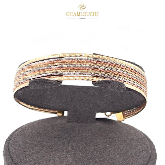 18K Italian Yellow, White and Rose Gold Bangle