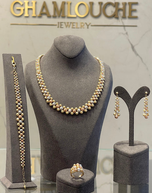 18K Italian Yellow , White and Rose Gold Set