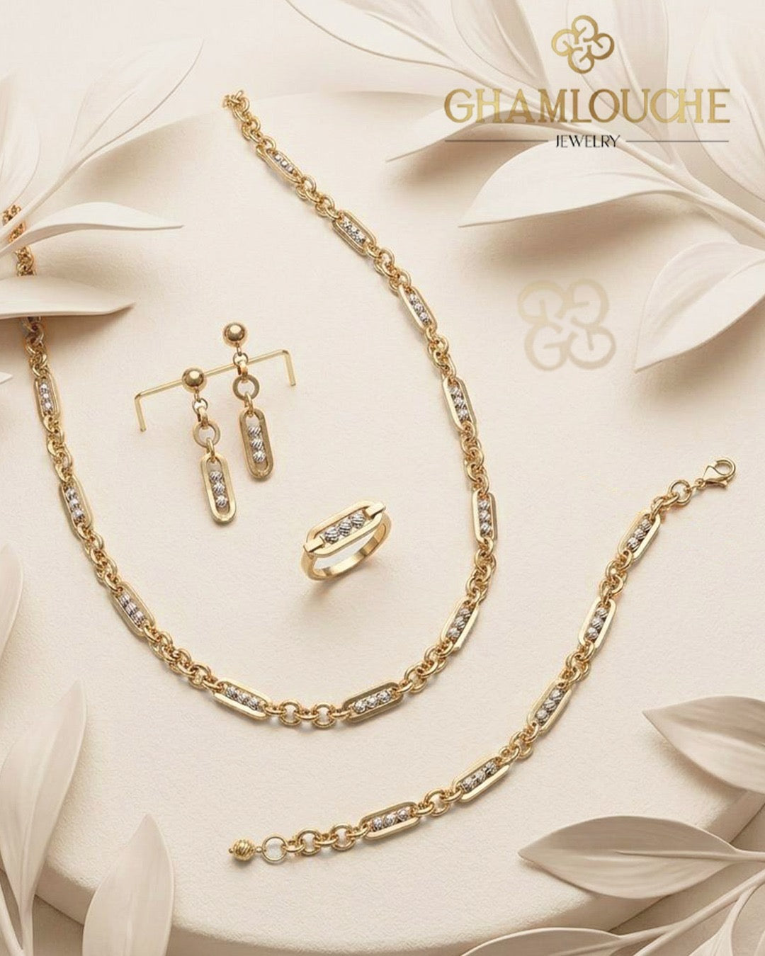 18K Italian Yellow and White Gold Set