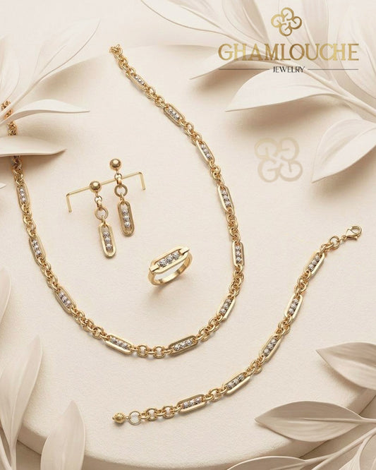 18K Italian Yellow and White Gold Set