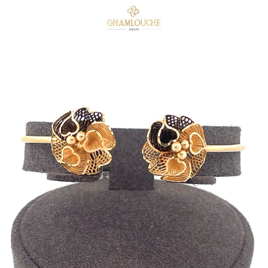 18K Italian Flower Gold Bangle