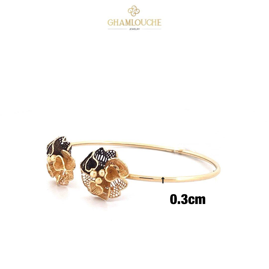 18K Italian Flower Gold Bangle